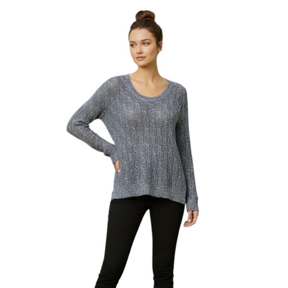 Free People Blue Pullover Longsleeve  Cable Knit Sweater, XS